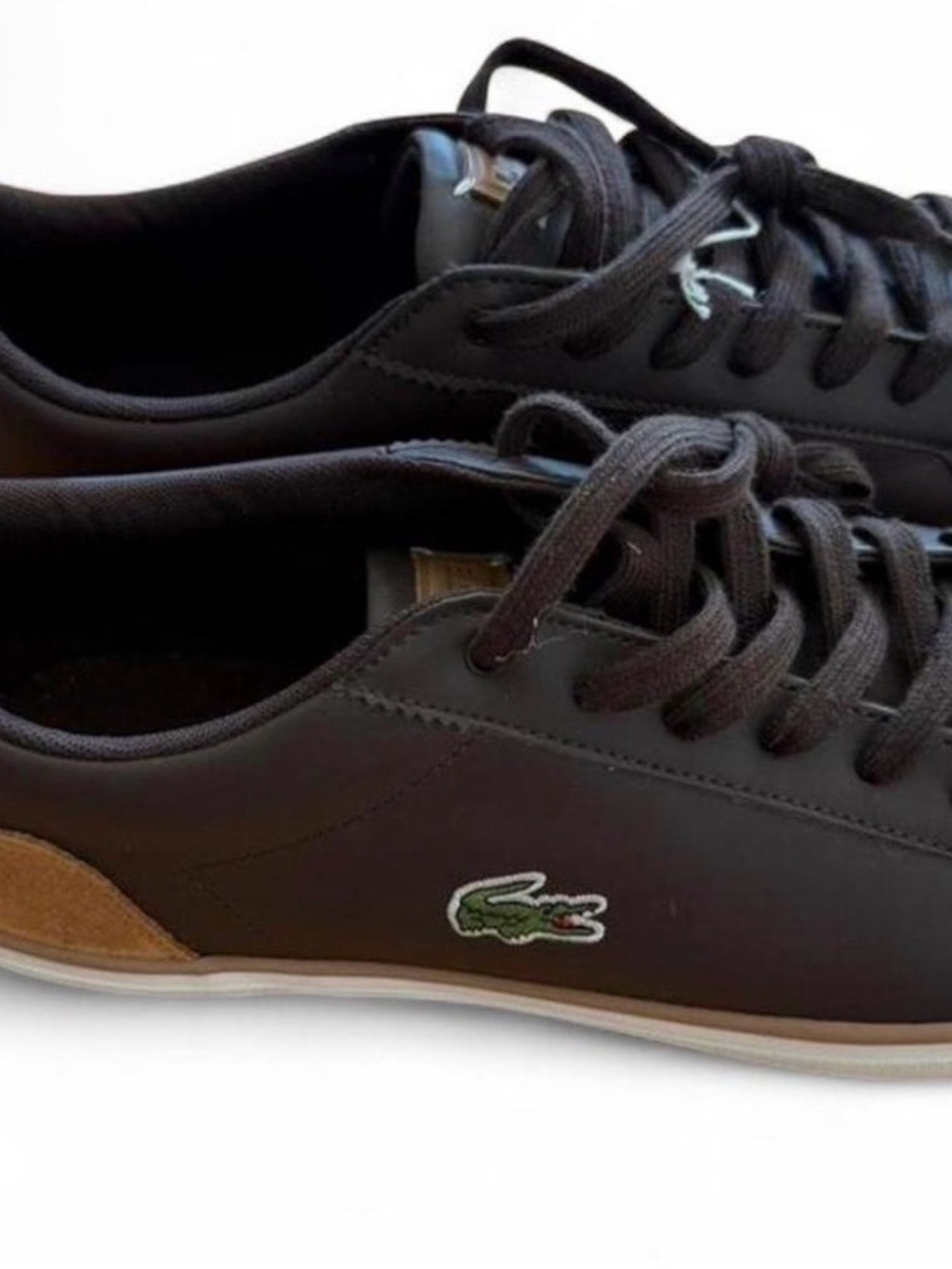 Lacoste Men's Black Sneakers with Green Crocodile Accent